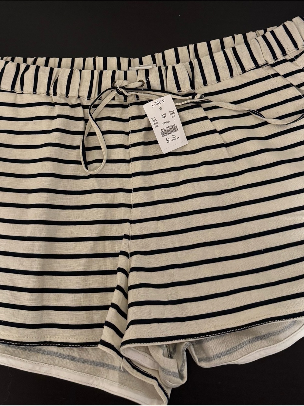 J. Crew Black & White Striped Drawstring Athletic Shorts